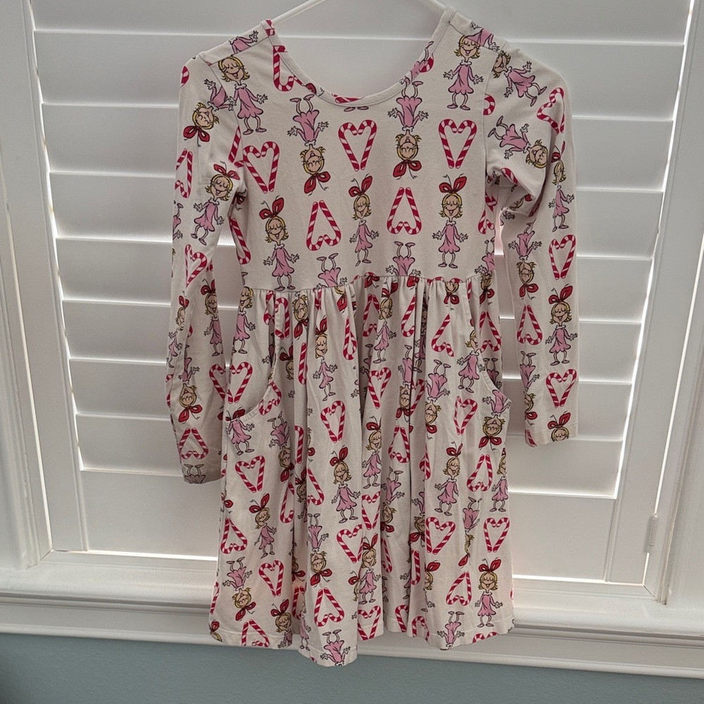 Hanna Andersson Pink and White Heart Grinch Ballerina Dress